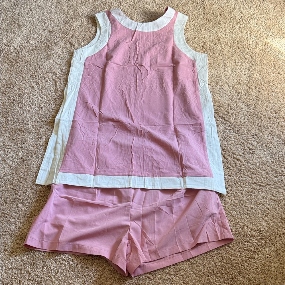 Fashion to Figure Pink and White High Waist Shorts Set